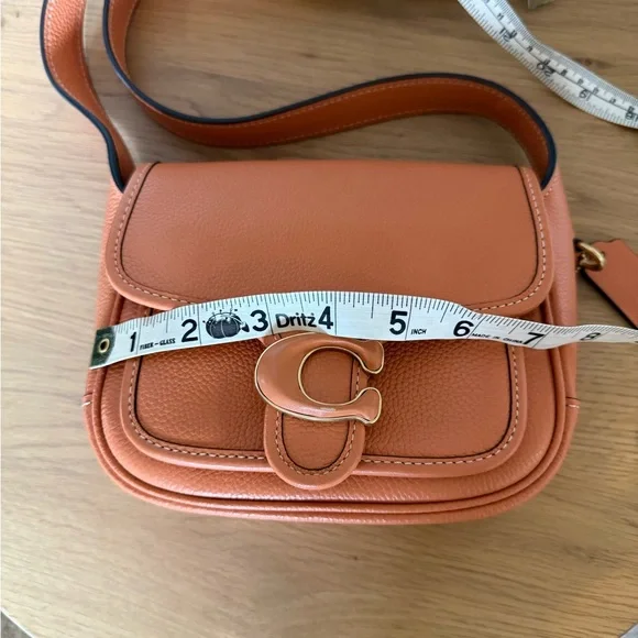 Coach Tabby Pebbled Leather Messenger 19 Faded Orange Crossbody Bag - Picture 14 of 16